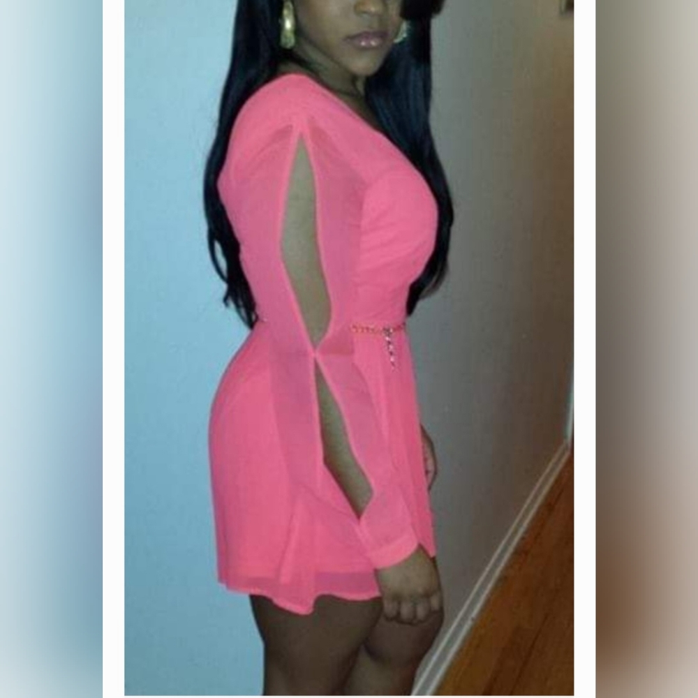 Long sleeve romper in size small. Deep coral color. - Picture 6 of 7